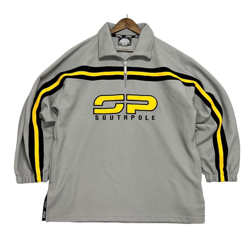Vintage Y2K Southpole Jacket 1/4 Zip Pullover Grey Streetwear Mens XL (Fits 2XL)